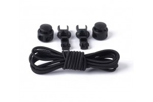 LACES Elastic Band with Circular Spring Shoelaces Black