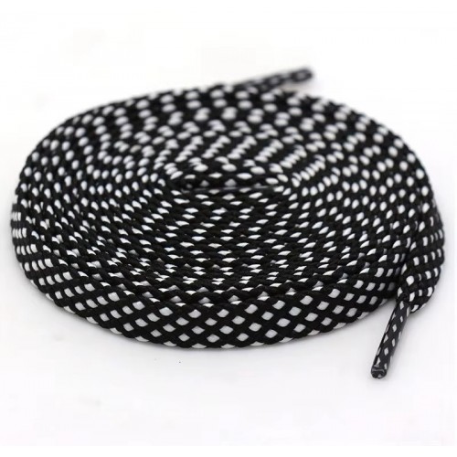 LACES Flat HF Double Track Shoelaces Black white