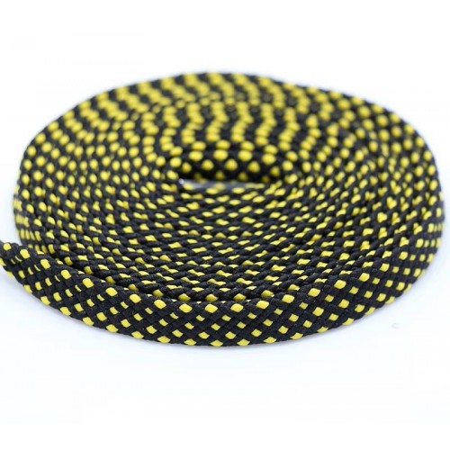 LACES Flat HF Double Track Shoelaces Black yellow
