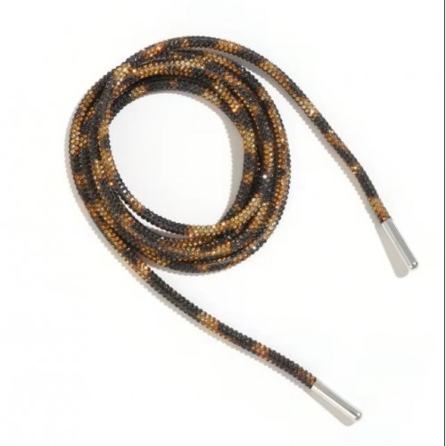 Laces HF Round Shiny Bling Crystal Shoelaces brown